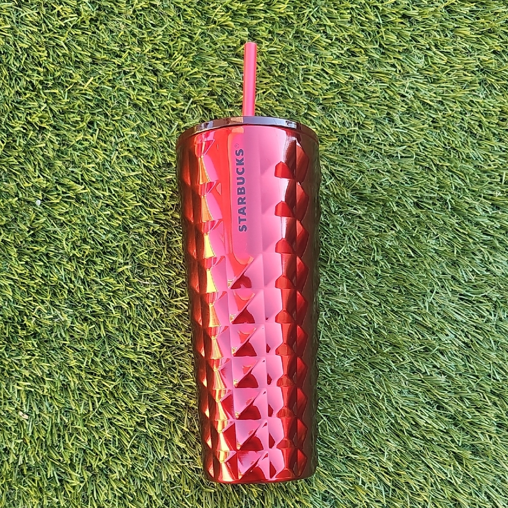 Starbucks Shiny Red Tumbler with Straw